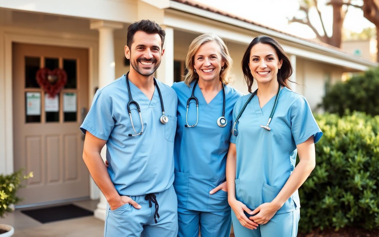 Nurses Joel and Dasha standing together